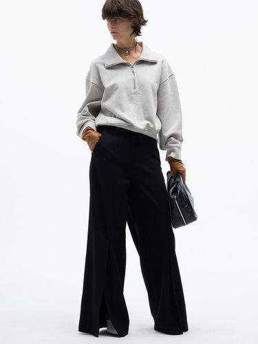 Wide Leg Wool Blend Pants [Black] - MAGJAY - Modalova