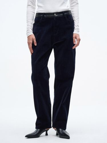 Velvet Denim Pants - Navy - MAGJAY - Modalova