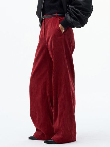 Pig Dying Wide Leg Corduroy Pants [RED] - MAGJAY - Modalova