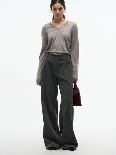 Pig Dyed Wide Leg Corduroy Pants [Charcoal] - MAGJAY - Modalova