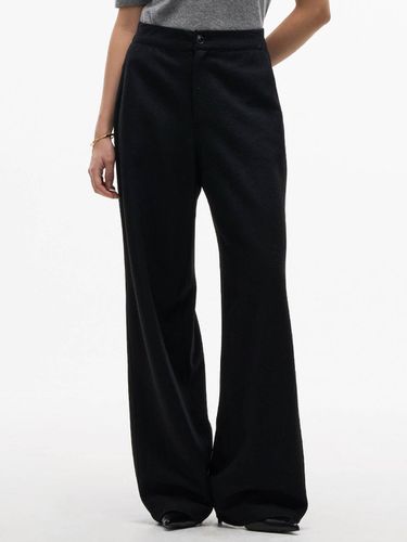 Wool Milling Elastic Waist Slim Trousers [Black] - MAGJAY - Modalova