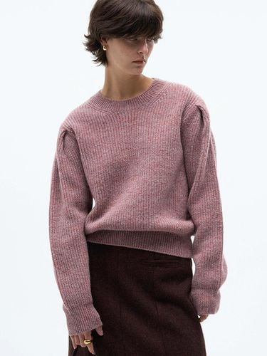 Scottish Wool Round Neck Ribbed Knit [Pink] - MAGJAY - Modalova