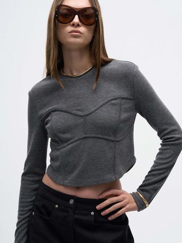 Corset Crop Double-Rib T-shirt [Charcoal] - MAGJAY - Modalova