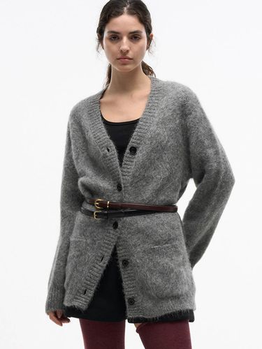 Fur Long Alpaca Blend Cardigan [Grey] - MAGJAY - Modalova