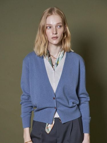 LAYERED V-NECK CARDIGAN_BLUE - Maison de Ines - Modalova