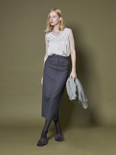 BUTTON POCKET H-LINE SKIRT_GRAY - Maison de Ines - Modalova