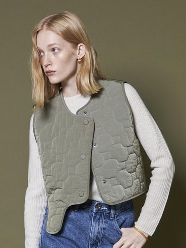 ASYMMETRICAL QUILTED VEST _KHAKI GRAY - Maison de Ines - Modalova