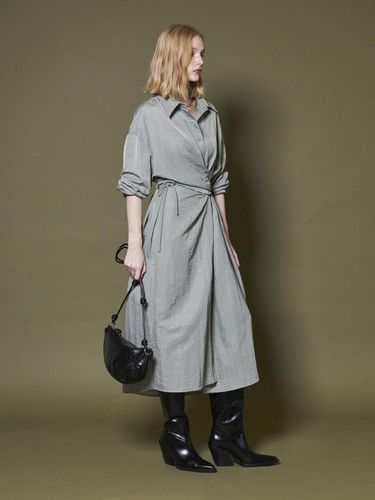 TIE WRAP SHIRTS DRESS _KHAKI GRAY - Maison de Ines - Modalova