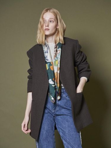 COLLARLESS SINGLE JACKET _DARK BROWN - Maison de Ines - Modalova