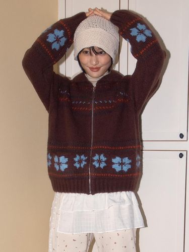 SNOW COWICHAN ZIP-UP CARDIGAN_BROWN - CELITAILS - Modalova