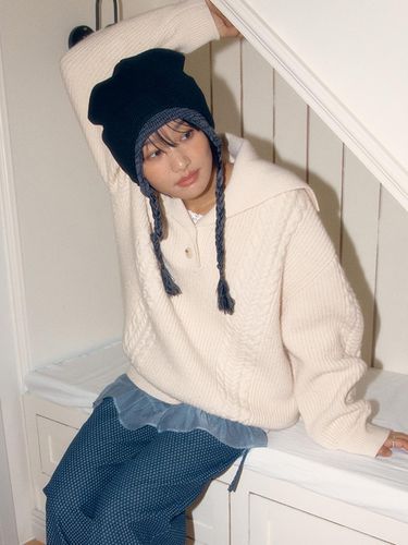 SAILOR COLLAR CABLE KNIT - CELITAILS - Modalova