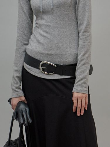 Wide Leather Belt Black - fromwhere - Modalova