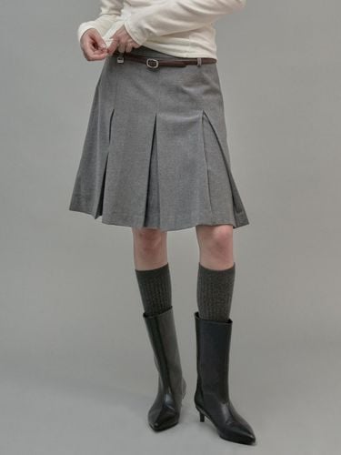 Wool Pleated Skirt Gray - fromwhere - Modalova