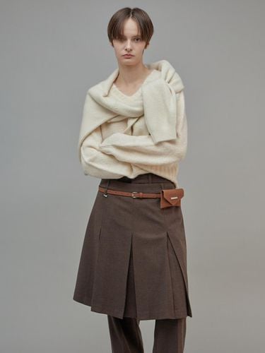 Wool Pleated Skirt Brown - fromwhere - Modalova