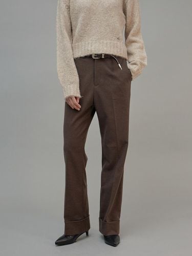 Wool Rolled Up Pants Brown - fromwhere - Modalova