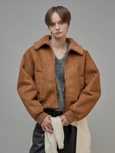 Soft Shearling Bomber Jacket Camel - fromwhere - Modalova