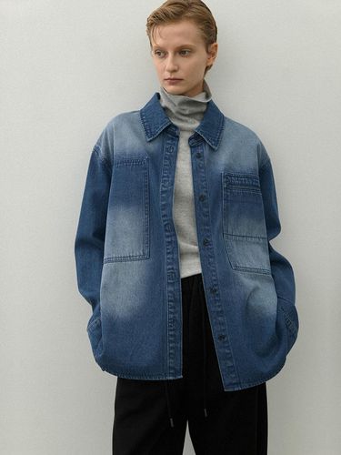 Overfit Warm Cotton Blend Denim Shirt (BL-4275) - Atelier Nain - Modalova