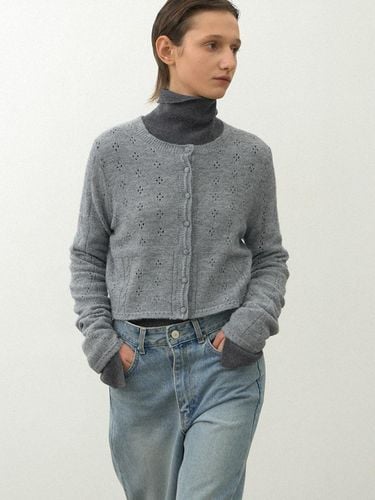 Lotus Punching Crop Lightweight Cardigan (CD-2178) - Atelier Nain - Modalova