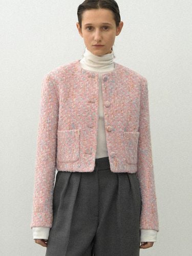 Fur Embossed Texture Tweed Cropped Jacket (JK-3001) - Atelier Nain - Modalova