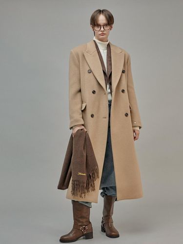 Wool Double Long Coat Beige - fromwhere - Modalova