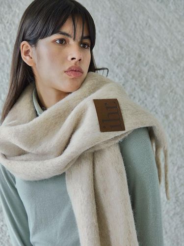 WOOL MIXED BOLD scarf / BEIGE - Ihr - Modalova