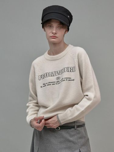 Embroidery Wool Sweater Cream - fromwhere - Modalova