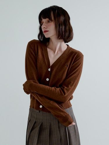 LOGO CARDIGAN_ V NECK 2 COLOR_BROWN, BL - LETOILE - Modalova