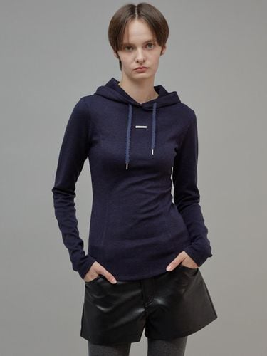 Wool Slim Fit Hoodie Navy - fromwhere - Modalova