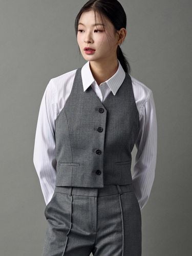 Wool Halterneck Vest (Grey) - CHOCHOU - Modalova