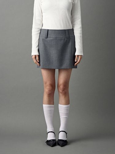 Wool Low waist Mini Skirt (Grey) - CHOCHOU - Modalova