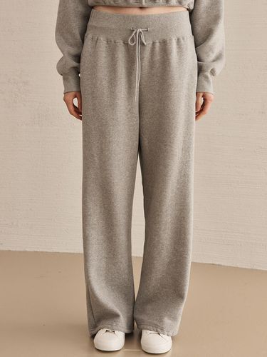 Fleece-lined Wide Banding Sweat Pants [Black] - Nouve - Modalova