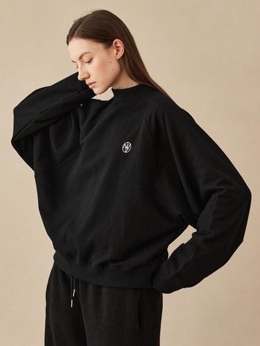 Fleece-Lined Half Neck Over Fit Sweatshirts [Black] - Nouve - Modalova