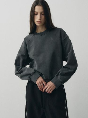 Panel Cropped Sweatshirt (Charcoal) - NOIRER for WOMEN - Modalova