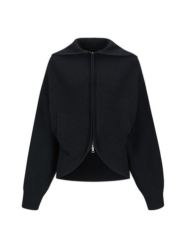 FLAT COLLAR ZIP UP KNIT JACKET NAVY (F24KT8041NV) - YCH - Modalova