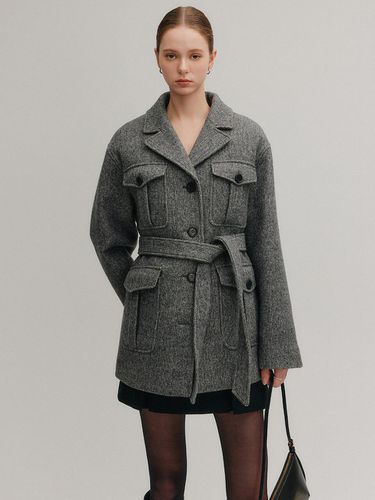 Bailey Wool Half Length Coat_Charcoal - LOOKAST - Modalova