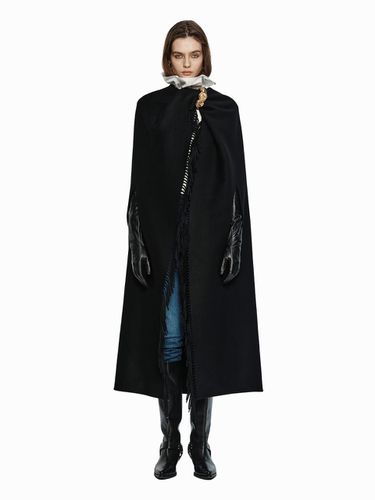 FRINGED WOOL BLENDED CAPE BLACK (W24OT0041BK) - YCH - Modalova