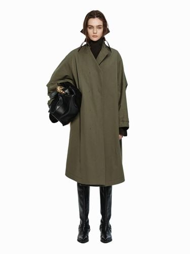 LEATHER NECK DETAIL COAT KHAKI (W24OT0122KK) - YCH - Modalova