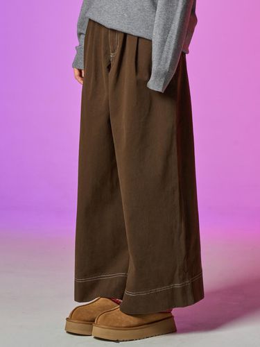 Fleece ver] Wide cotton stitch pants [BROWN] KCL - KOLEAT - Modalova