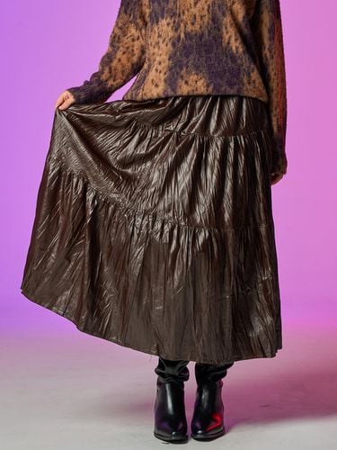 Leather ver] Flare can layered long skirt [] - KOLEAT - Modalova