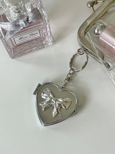 Heart Ribbon Mirror Keyring Pouch Phone Keyring - Elegant table - Modalova