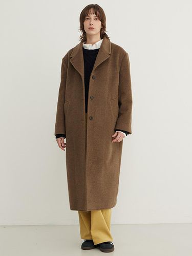 Merino Wool Oversized Long Single Coat [BROWN] - STEP AROUND - Modalova