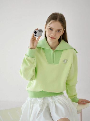 Smile Heart Sailor Collar Fleece Sweatshirt - goxo - Modalova