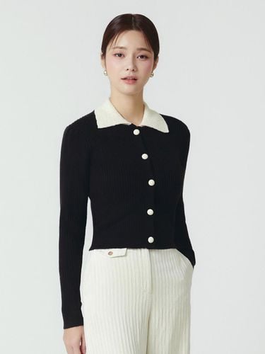 Collar point ribbed cardigan ITNCKCD200 (BLACK) - itMICHAA - Modalova