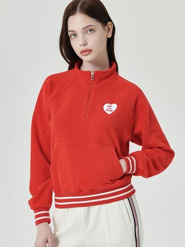 Give me buddy heart double fleece half zip-up - goxo - Modalova