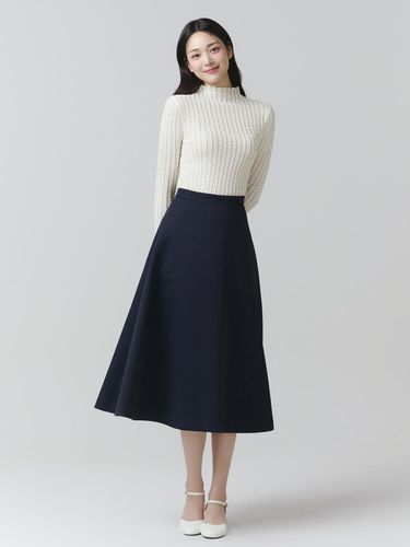 Flare set-up satin midi skirt ITOAWSK620 (NAVY) - itMICHAA - Modalova