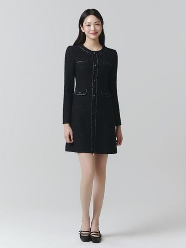 Crewneck Braid Tweed dress ITOAWOP340 (BLACK) - itMICHAA - Modalova