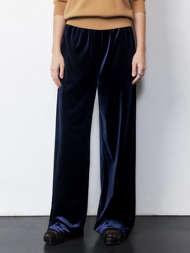 Velour Wide Elastic Pants [NAVY] - ONE - Modalova