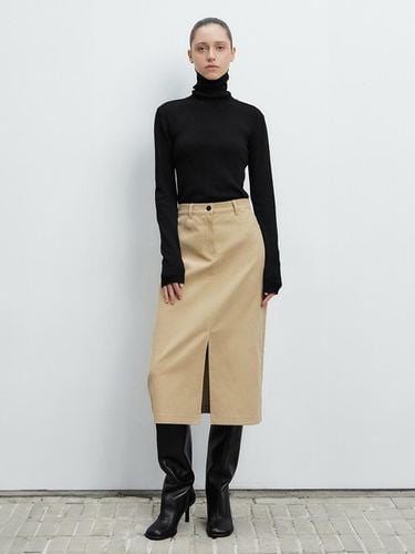 Corduroy H-line Cotton Skirt [Beige] - ONE - Modalova