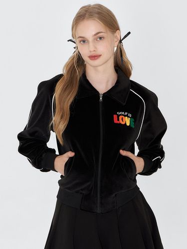 Golf Is Love Velvet Collar Zip-Up - goxo - Modalova