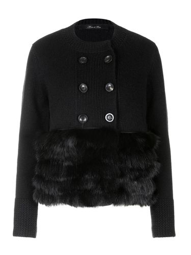 Fur Detail Knit Cardigan Black - Mare di mari - Modalova